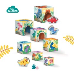 Tour de blocs a empiler avec figurines de dinosaures - Jeu d'adresse -