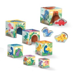 Tour de blocs a empiler avec figurines de dinosaures - Jeu d'adresse -