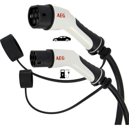 Câble de charge véhicules électriques & hybrides - AEG - Type 2 - Câble triphasé 16A 480V AC - Jusqu a 11Kw - Longueur : 5m