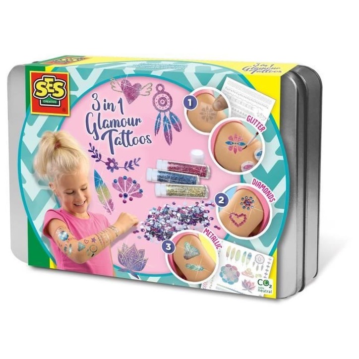 Tatouages glamour 3 en 1 - SES CREATIVE - Multicolore - Blanc - Pour enfants des 5 mois