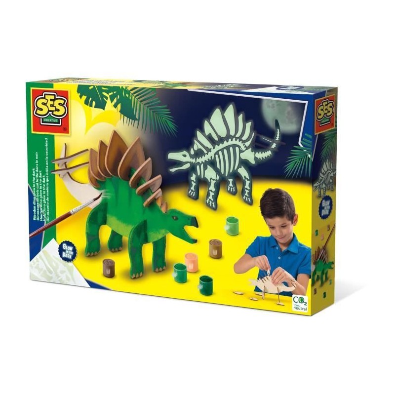Dinosaure en bois qui brille dans le noir - Kit de bricolage - SES CRE Dinosaure en bois qui brille dans le noir - Kit de bricolage - SES CRE