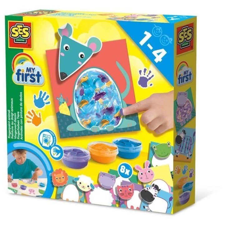 My first - Peinture au doigt - Animaux - SES CREATIVE - Peins 8 cartes d'animaux joyeux. My first - Peinture au doigt - Animaux - SES CREATIVE - Peins 8 cartes d'animaux joyeux.