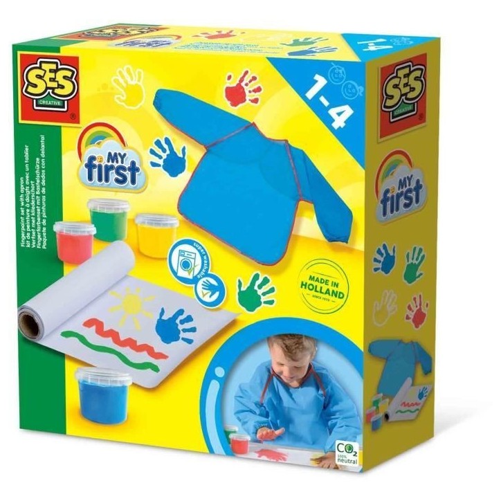 My first - Mon premier kit de peinture au doigt avec un tablier - SES CREATIVE My first - Mon premier kit de peinture au doigt avec un tablier - SES CREATIVE