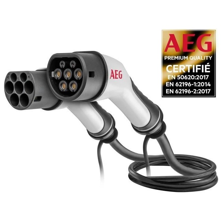 Câble de charge véhicules électriques & hybrides - AEG - Type 2 - Câble triphasé 32A 480V AC - Jusqu a 22Kw - Longueur : 5m