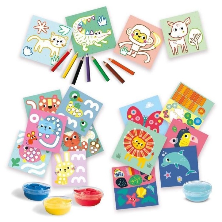 Kit 3 en 1 Peinture au doigt, coloriage et formes autocollantes SES CREATIVE My first Kit 3 en 1 Peinture au doigt, coloriage et formes autocollantes SES CREATIVE My first