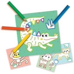 Kit 3 en 1 Peinture au doigt, coloriage et formes autocollantes SES CR