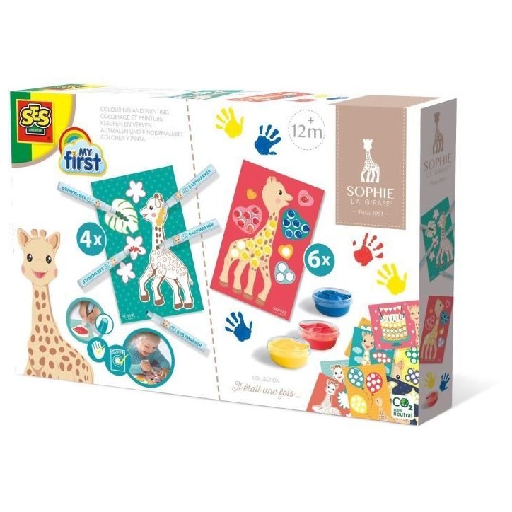 Kit coloriage et peinture Sophie la Girafe SES CREATIVE - Pour enfant de 12 mois - Multicolore