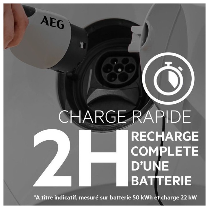Câble de charge véhicules électriques & hybrides - AEG - Type 2 - Câble triphasé 32A 480V AC - Jusqu a 22Kw - Longueur : 5m