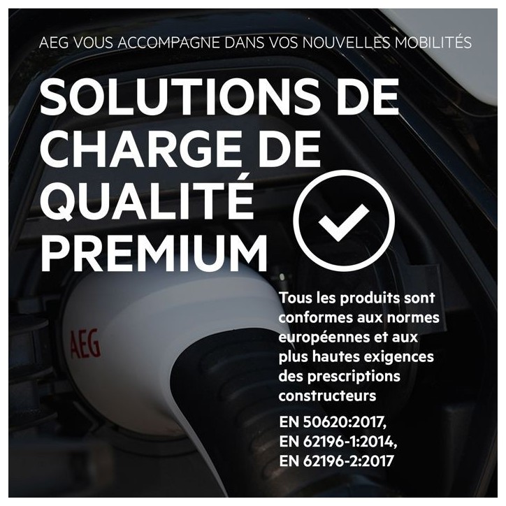 Câble de charge véhicules électriques & hybrides - AEG - Type 2 - Câble triphasé 32A 480V AC - Jusqu a 22Kw - Longueur : 5m