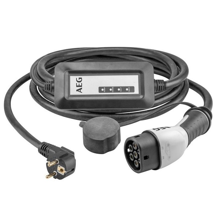 Chargeur portable véhicule électrique & hybride - AEG - Type 2 - Monophasé, 16A, 230V AC - Prise secteur 230V européen - L :