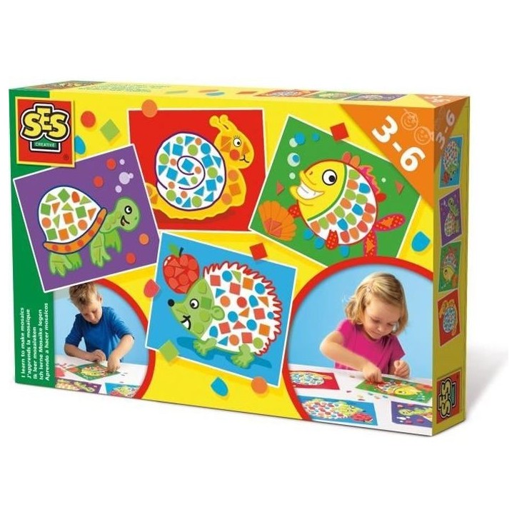 SES Creative 14827 - J'apprends la mosaique, aves les mosaiques autocollants de couleur, convient aux jeunes enfants SES Creative 14827 - J'apprends la mosaique, aves les mosaiques autocollants de couleur, convient aux jeunes enfants
