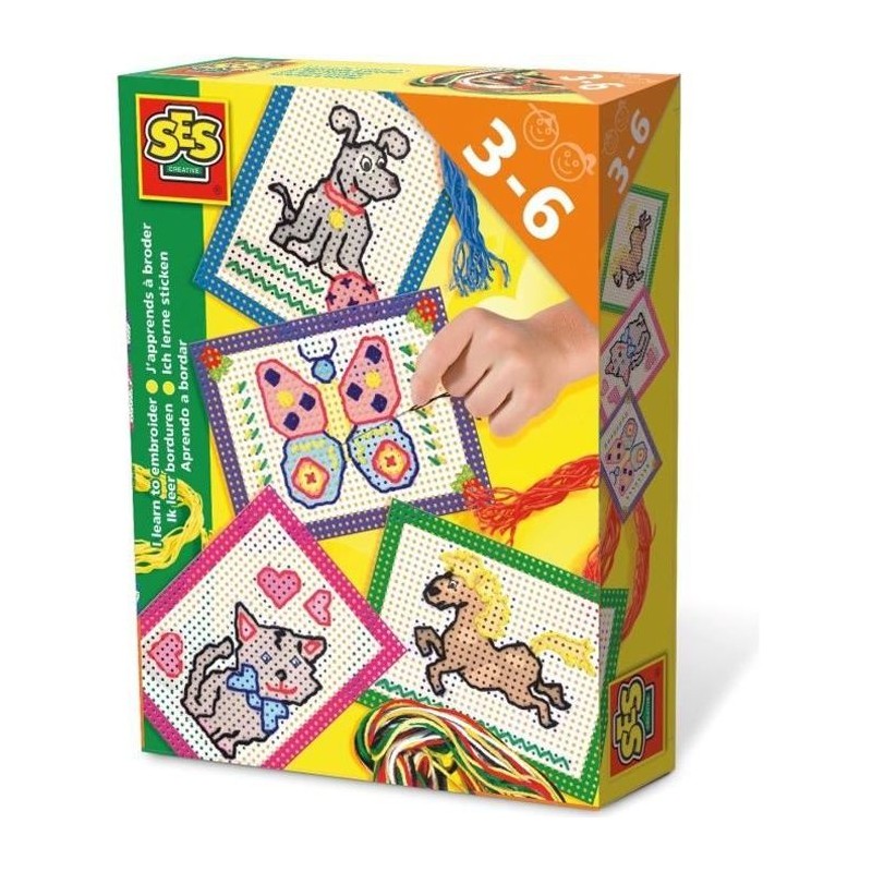 SES CREATIVE - J'apprends a broder - Cartes préimprimées et perforé SES CREATIVE - J'apprends a broder - Cartes préimprimées et perforé