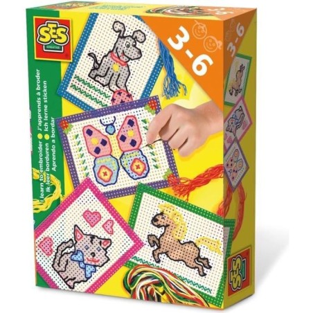SES CREATIVE - J'apprends a broder - Cartes préimprimées et perforé