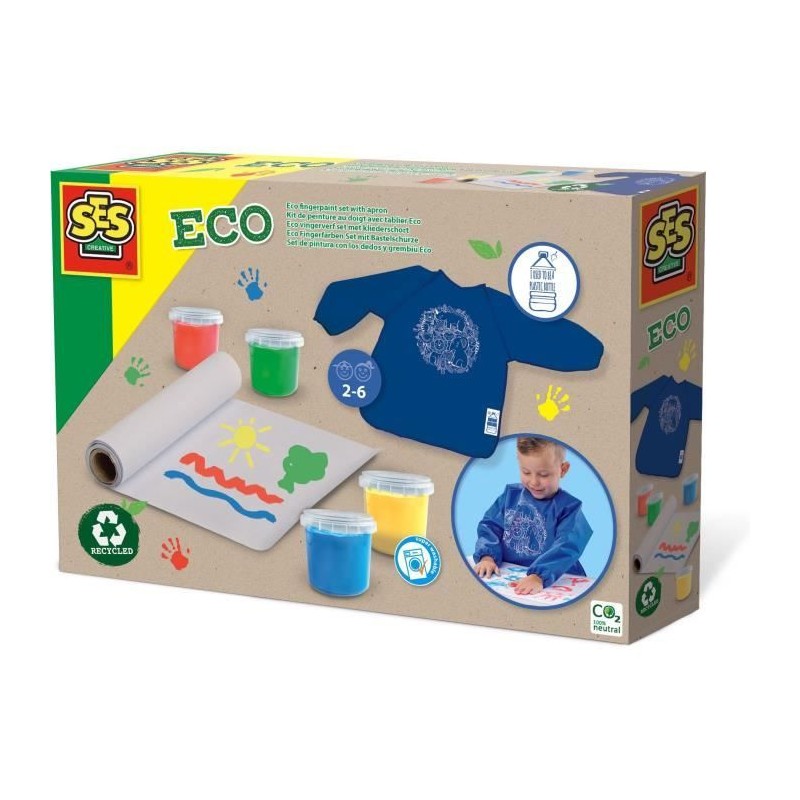 Kit de peinture au doigt SES CREATIVE Eco - 100% recyclé pour bébé Kit de peinture au doigt SES CREATIVE Eco - 100% recyclé pour bébé