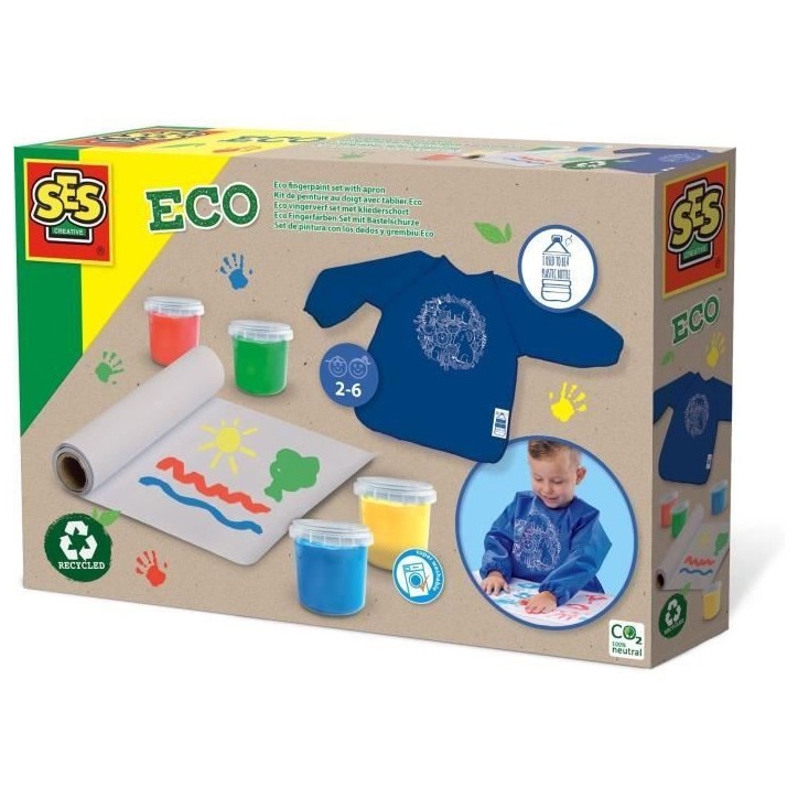 Kit de peinture au doigt SES CREATIVE Eco - 100% recyclé pour bébé Kit de peinture au doigt SES CREATIVE Eco - 100% recyclé pour bébé
