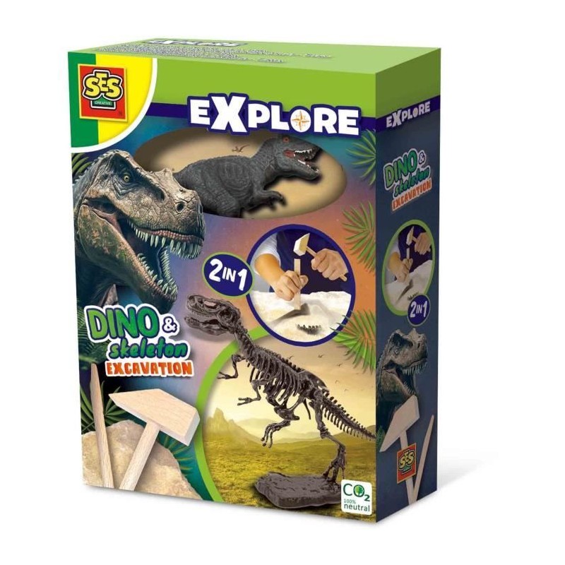Fouille de dinosaures et de squelettes 2 en 1 - T-rex - SES CREATIVE Fouille de dinosaures et de squelettes 2 en 1 - T-rex - SES CREATIVE