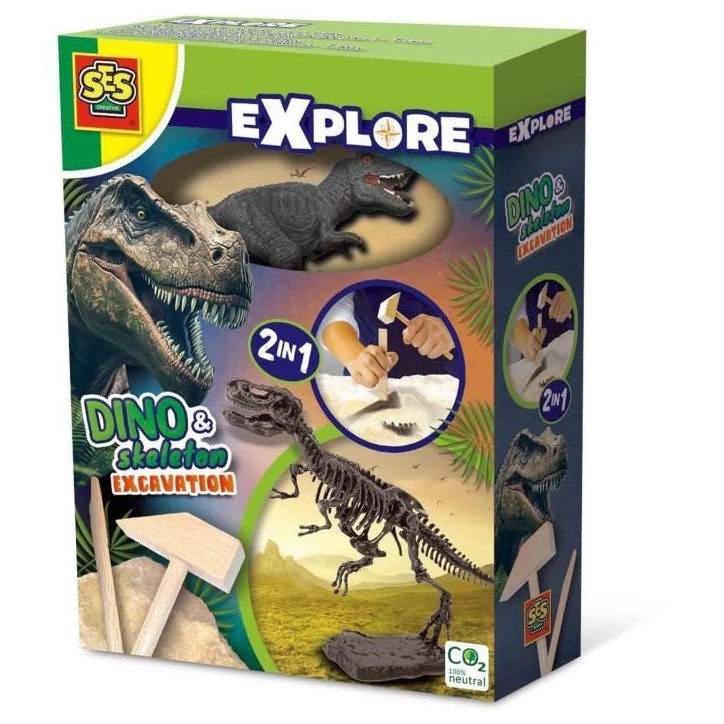 Fouille de dinosaures et de squelettes 2 en 1 - T-rex - SES CREATIVE