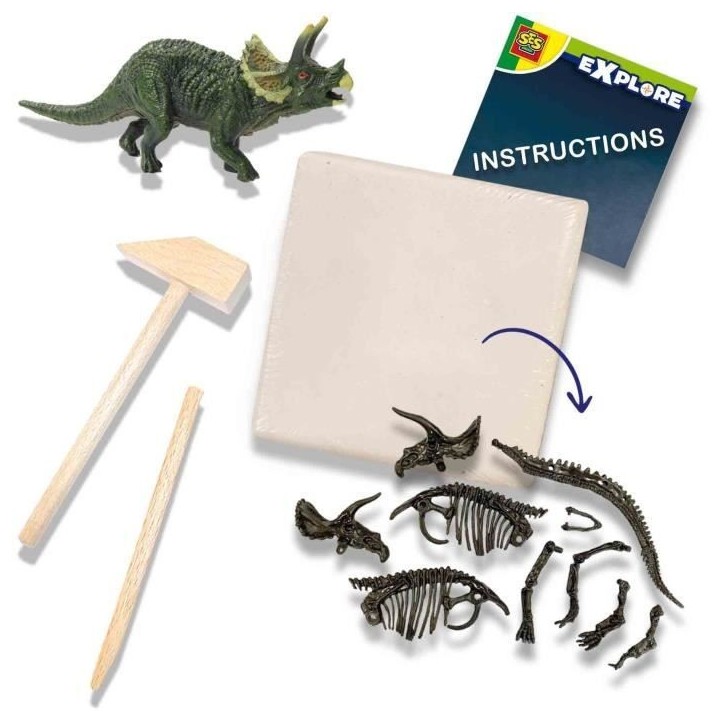 Fouille de dinosaures et de squelettes 2 en 1 - Tricératops - SES CREATIVE