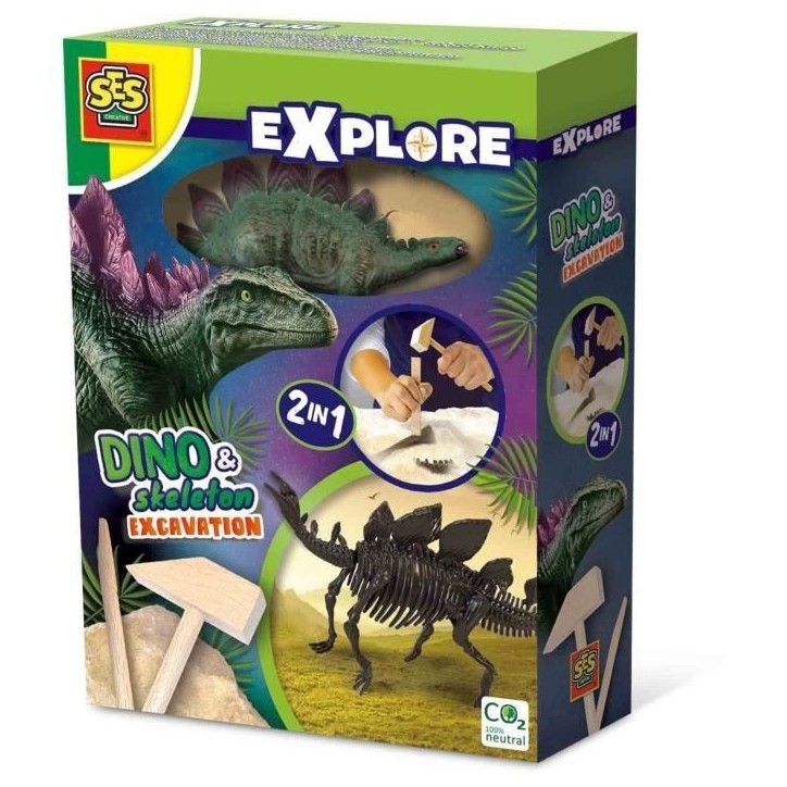 Fouille de dinosaures et de squelettes 2 en 1 - Stégosaure - SES CREATIVE