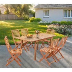 Ensemble repas de jardin 4-6 personnes - Eucalyptus FSC - Table extens