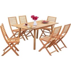 Ensemble repas de jardin 4-6 personnes - Eucalyptus FSC - Table extens