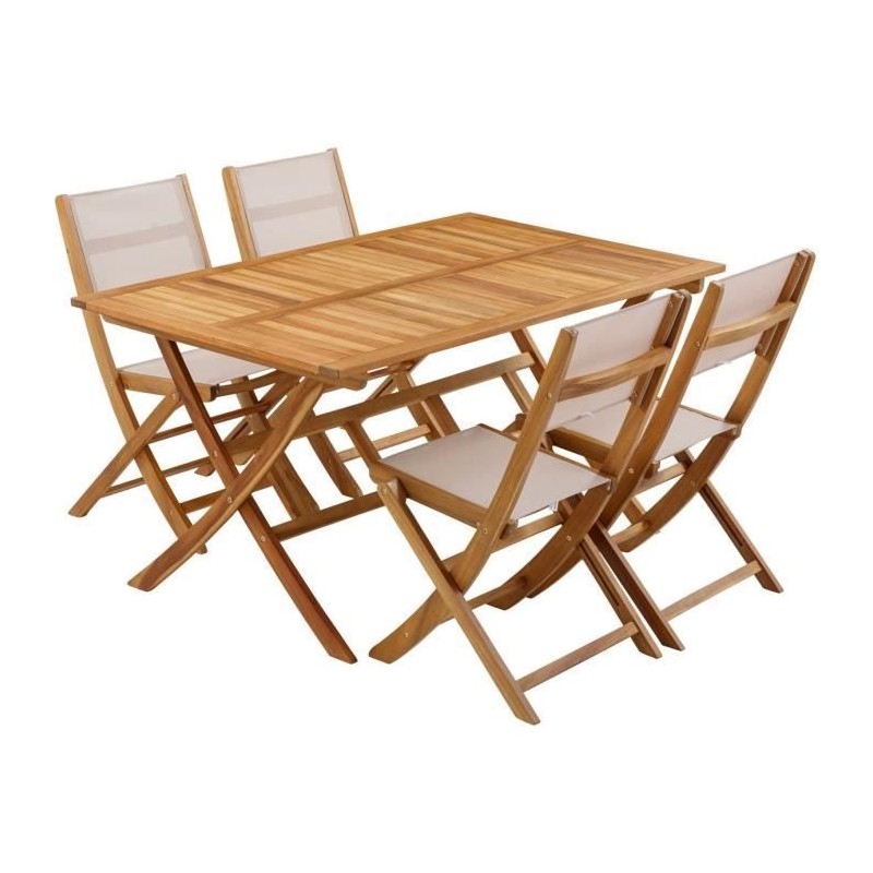 Ensemble repas de jardin en bois d'eucalyptus FSC - BANGGI - 4 personn Ensemble repas de jardin en bois d'eucalyptus FSC - BANGGI - 4 personn