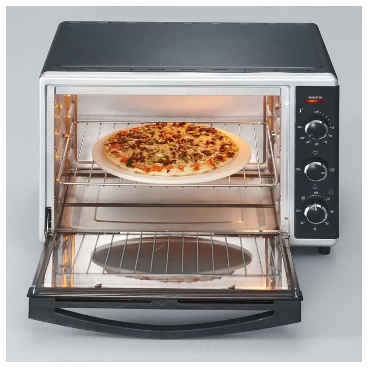 Mini Four chaleur SEVERIN TO2058 tournante 42 L, pierre a pizza et tournebroche, Four posable 1 800 W, Minuteur 120 min, Noir/In