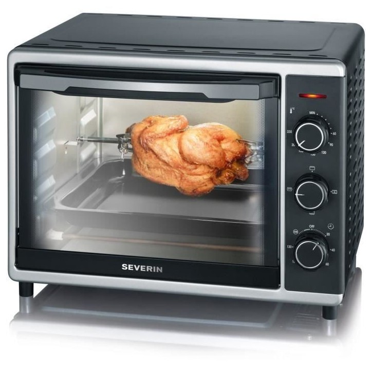 Mini four a chaleur tournante SEVERIN TO2056 - 30 L - 1600 W - Noir et argent Mini four a chaleur tournante SEVERIN TO2056 - 30 L - 1600 W - Noir et argent