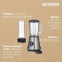 Blender 2 en 1 - SEVERIN - SM3737 - Multi-mixeur et blender a smoothie