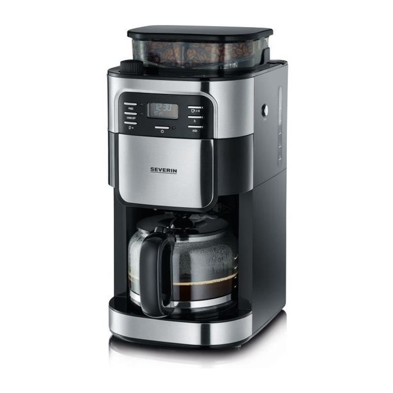 SEVERIN 4810 Cafetiere filtre avec broyeur intégré - Noir et inox -