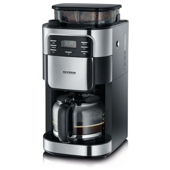 SEVERIN 4810 Cafetiere filtre avec broyeur intégré - Noir et inox - 1000W - 1,4 L