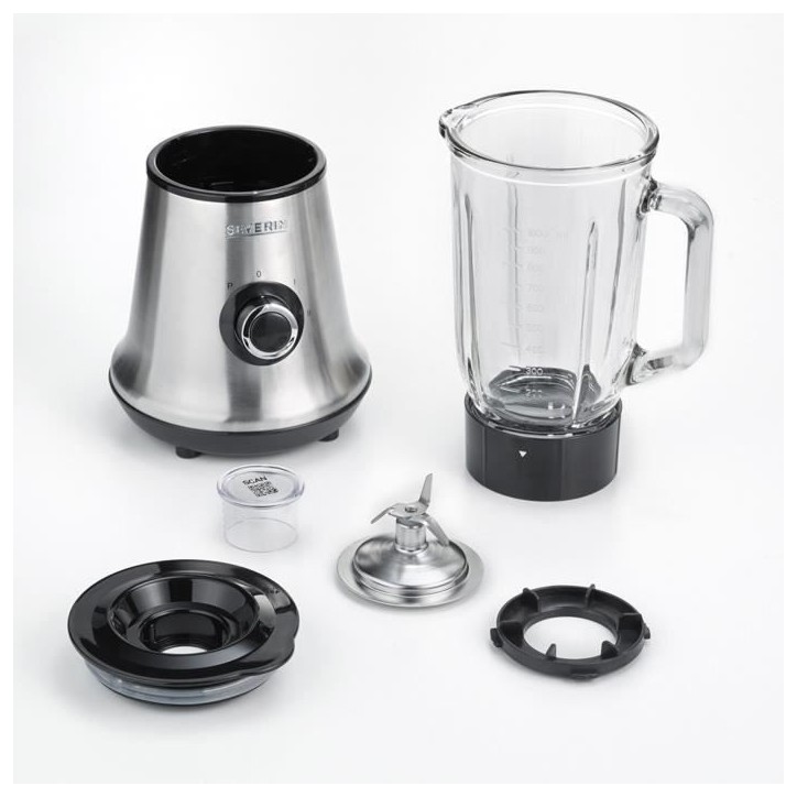 Blender - SEVERIN - SM3734 - 500 W - Bol en verre 1 L - 2 vitesses + fonction pulse - Inox/Noir
