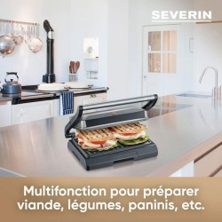 SEVERIN - Grill Electrique KG2394 - Surface cuisson 23x14,5cm - Plaque