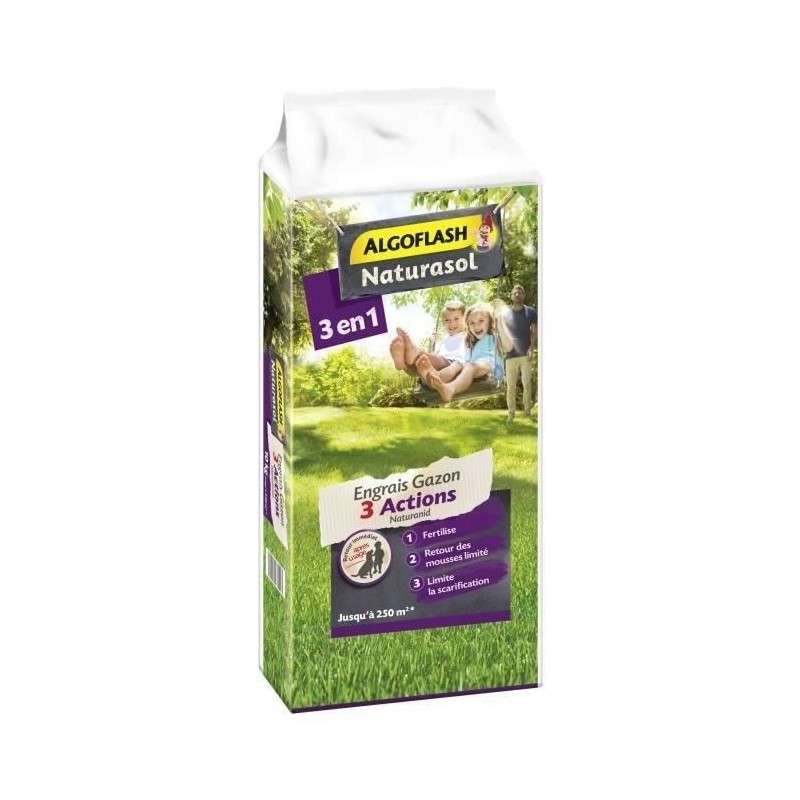 ALGOFLASH NATURASOL Engrais Gazon AG3BIO250 3 Actions Naturanid - 10 k ALGOFLASH NATURASOL Engrais Gazon AG3BIO250 3 Actions Naturanid - 10 k