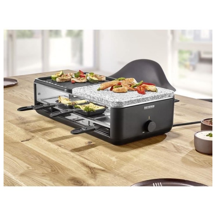Appareil a raclette SEVERIN - RG2366 - Jusqu'a 8 personnes - Pierre naturelle et plaque de cuisson réversible - 1300W Appareil a raclette SEVERIN - RG2366 - Jusqu'a 8 personnes - Pierre naturelle et plaque de cuisson réversible - 1300W