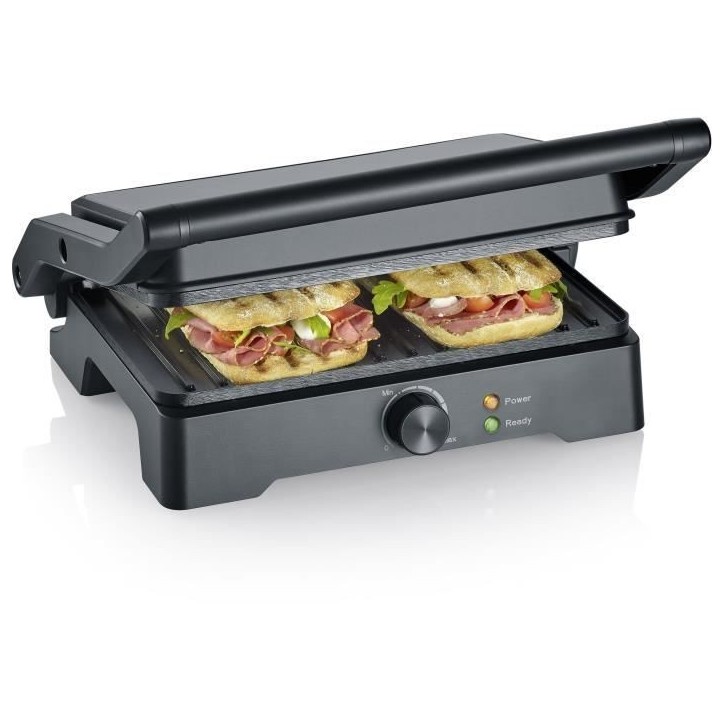 Grill SEVERIN - KG2391 - Surface de cuisson 28x17cm - Ouverture 180°C - 1800W