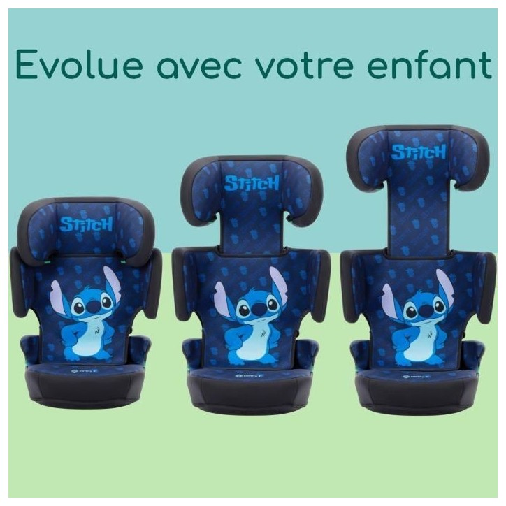SAFETY 1st Disney© Siege auto Helia i-Safe i-Size Stitch, groupe 2/3, 3,5 ans a 10/12 ans, 15-36kg, Classic Stitch SAFETY 1st Disney© Siege auto Helia i-Safe i-Size Stitch, groupe 2/3, 3,5 ans a 10/12 ans, 15-36kg, Classic Stitch