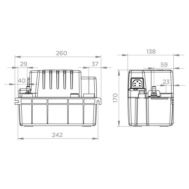 Pompe de relevage de condensats - SFA - Sanicondens Eco V02 - Chaudiere / Climatisation - 45 dBA - 2 entrées Pompe de relevage de condensats - SFA - Sanicondens Eco V02 - Chaudiere / Climatisation - 45 dBA - 2 entrées