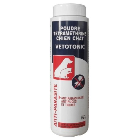 Poudre Anti-puces et tiques tétraméthrine - VETOCANIS - Pour Chien e