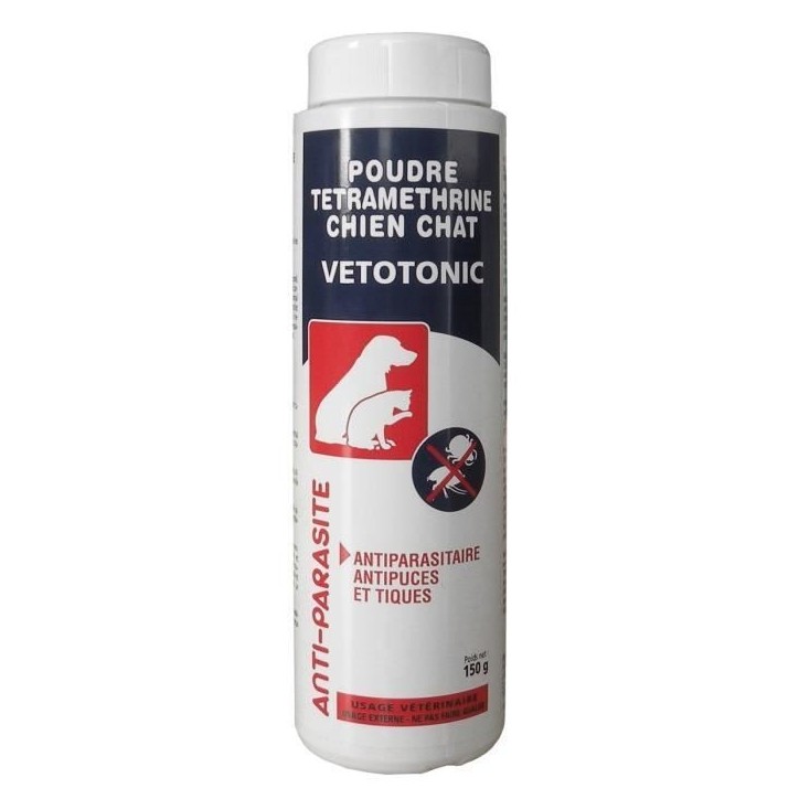 Poudre Anti-puces et tiques tétraméthrine - VETOCANIS - Pour Chien et Chat Poudre Anti-puces et tiques tétraméthrine - VETOCANIS - Pour Chien et Chat