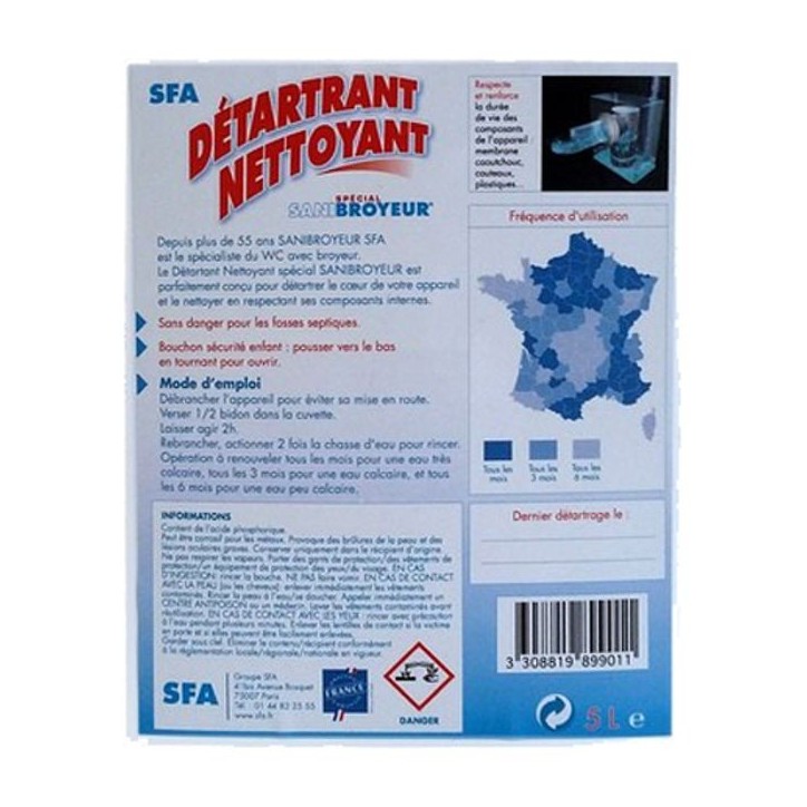 Détartrant nettoyant pour produits SFA - SFA - 5 litres Détartrant nettoyant pour produits SFA - SFA - 5 litres
