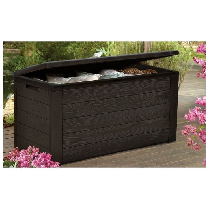 TOOD Malle / coffre de rangement en résine - 300 L - 120 x 46 x 58 cm - Marron aspect bois TOOD Malle / coffre de rangement en résine - 300 L - 120 x 46 x 58 cm - Marron aspect bois
