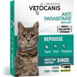 Collier répulsif anti-tiques et puces - VETOCANIS - Noir Reflechissan