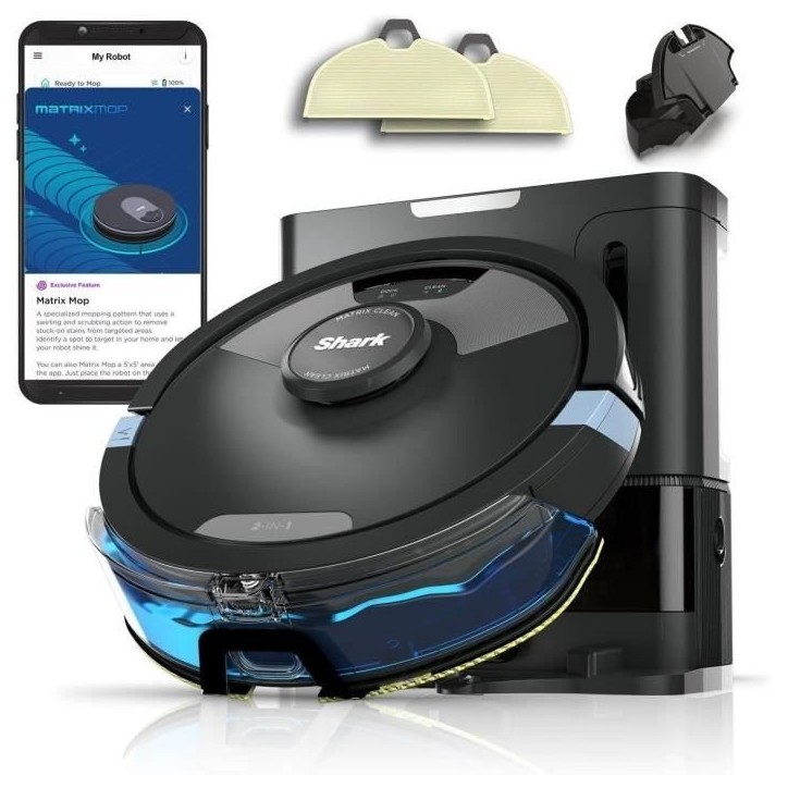 Shark Matrix Plus RV2620WAEU - Robot Aspirateur et Laveur auto-vidant 2-en-1 - Nettoie les coins et les angles - Couverture opti Shark Matrix Plus RV2620WAEU - Robot Aspirateur et Laveur auto-vidant 2-en-1 - Nettoie les coins et les angles - Couverture opti