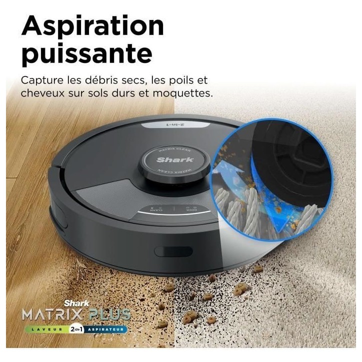Shark Matrix Plus RV2620WAEU - Robot Aspirateur et Laveur auto-vidant 2-en-1 - Nettoie les coins et les angles - Couverture opti Shark Matrix Plus RV2620WAEU - Robot Aspirateur et Laveur auto-vidant 2-en-1 - Nettoie les coins et les angles - Couverture opti