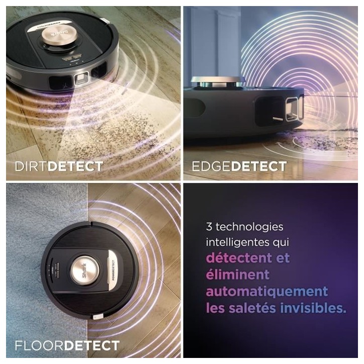Shark PowerDetect RV2820VEEU - Robot Aspirateur a vidage automatique avec navigation 3D et LiDAR