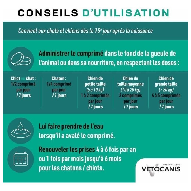 Comprimés contre les vers intestinaux - VETOCANIS - VerZen - Pour chien et chat - Boite de 30 comprimés Comprimés contre les vers intestinaux - VETOCANIS - VerZen - Pour chien et chat - Boite de 30 comprimés