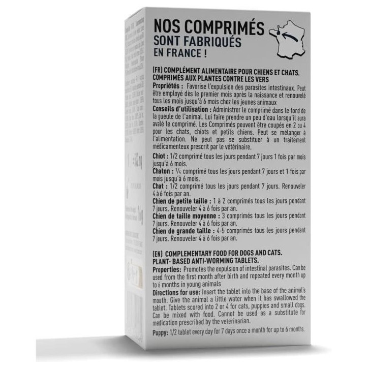 Comprimés contre les vers intestinaux - VETOCANIS - VerZen - Pour chien et chat - Boite de 30 comprimés Comprimés contre les vers intestinaux - VETOCANIS - VerZen - Pour chien et chat - Boite de 30 comprimés