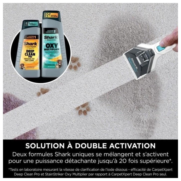 Détacheur SHARK StainStriker PX200EUT - Détache, Nettoie et Aspire - Rayon d'action 5,7 metres - Compact et Portatif Détacheur SHARK StainStriker PX200EUT - Détache, Nettoie et Aspire - Rayon d'action 5,7 metres - Compact et Portatif
