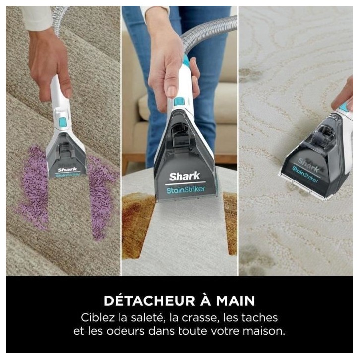 Détacheur SHARK StainStriker PX200EUT - Détache, Nettoie et Aspire - Rayon d'action 5,7 metres - Compact et Portatif Détacheur SHARK StainStriker PX200EUT - Détache, Nettoie et Aspire - Rayon d'action 5,7 metres - Compact et Portatif